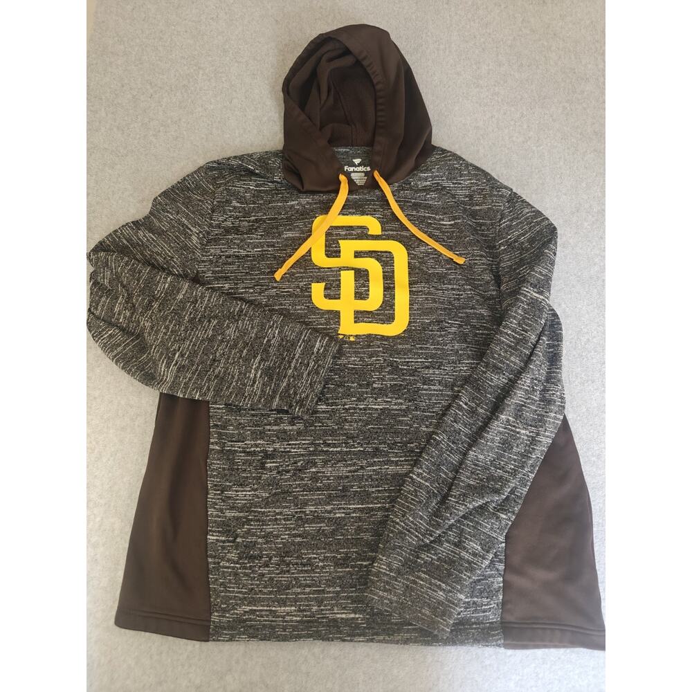 San Diego Padres Hoodie Men’s XL Fanatics Pullover Gray Brown MLB Sweatshirt